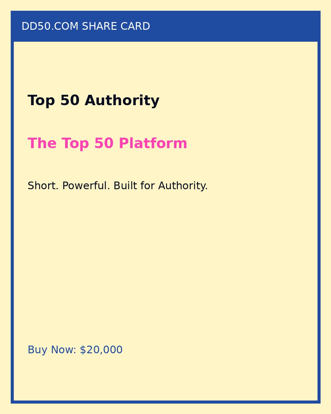 DD50 Top 50 authority share card